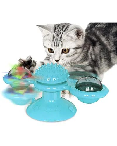 Fresh Fab Finds Windmill Turntable Interactive Cat Toy In Blue