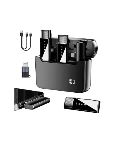 Fresh Fab Finds Wireless Clip On Microphone With Charging Case In Black