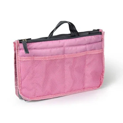 Fresh Fab Finds Women Lady Travel Insert Handbag Organiser Makeup Bags Toiletry Purse Liner With Hand Strap In Pink