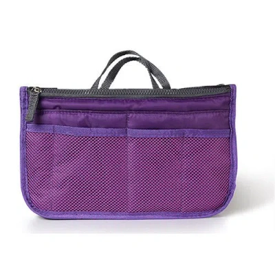 Fresh Fab Finds Women Lady Travel Insert Handbag Organiser Makeup Bags Toiletry Purse Liner With Hand Strap In Purple