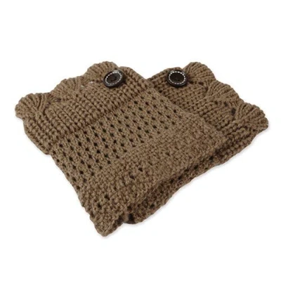 Fresh Fab Finds Women Winter Crochet Knit Leg Warmers In Brown