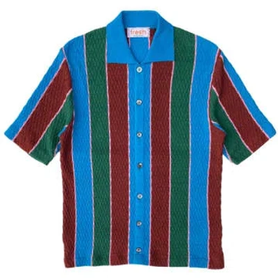 Fresh Flumi Cotton Retro Polo Shirt In Blue