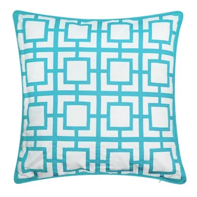 Fresh Ideas Appliqued Outdoor Reversible Throw Pillow In Blue