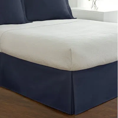 Fresh Ideas Tailored Poplin Bed Skirt, 14" Drop Length In Blue