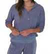Fresh Laundry Gauze Button Up Shirt In Grey In Blue