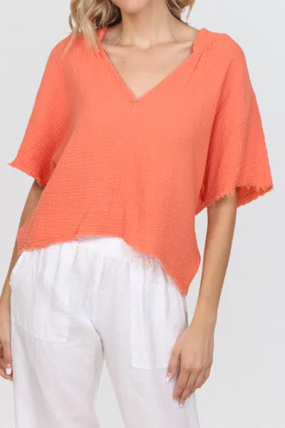 Fresh Laundry Gauze Top In Papaya In Brown