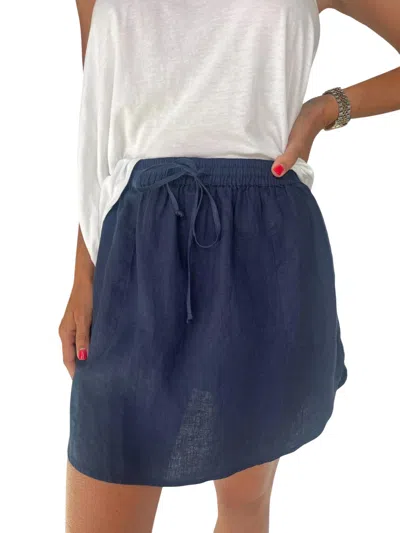 Fresh Laundry Linen Skirt In Navy In Blue