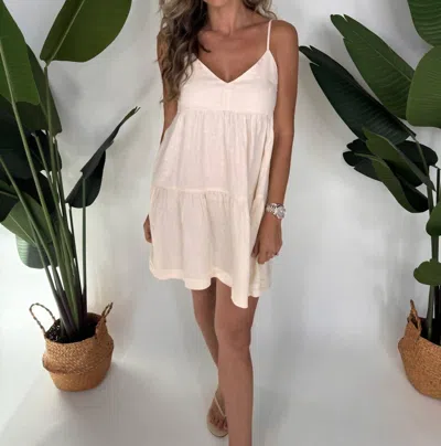 Fresh Laundry Spaghetti Strap Linen Mini Dress In Cream