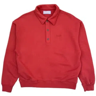 Fresh Mike Cotton Polo Sweatshirt In Brick Red