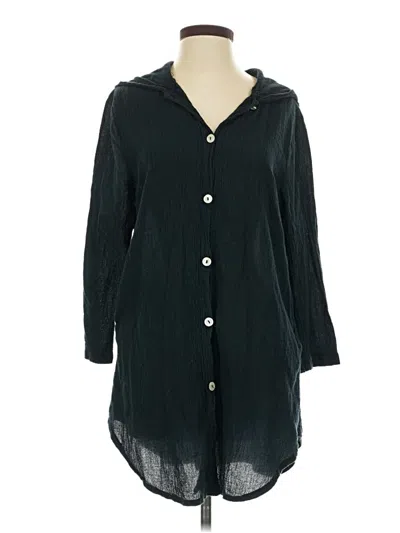Pre-owned Fresh Produce 3/4 Sleeve Button Down Shirt In Black