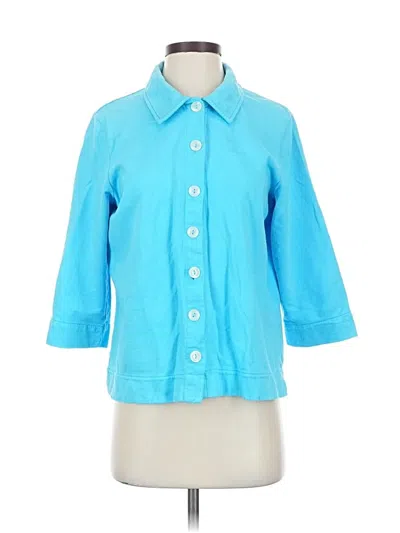 Pre-owned Fresh Produce 3/4 Sleeve Button Down Shirt In Blue