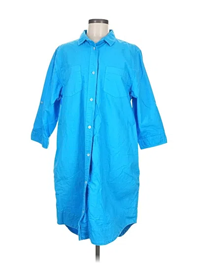 Pre-owned Fresh Produce 3/4 Sleeve Button Down Shirt In Blue