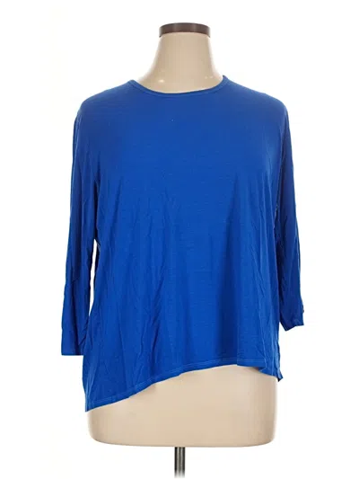 Pre-owned Fresh Produce 3/4 Sleeve Top Blue Crew Neck Tops