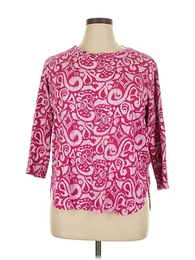 Pre-owned Fresh Produce 3/4 Sleeve Top Pink Boatneck Tops