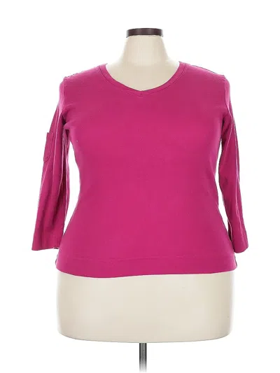 Pre-owned Fresh Produce 3/4 Sleeve Top Pink Sweetheart Neckline Tops