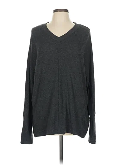 Pre-owned Fresh Produce Long Sleeve Top Gray V Neck Tops