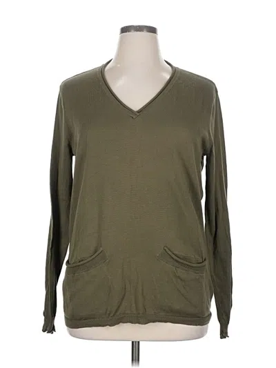 Pre-owned Fresh Produce Long Sleeve Top Green V Neck Tops
