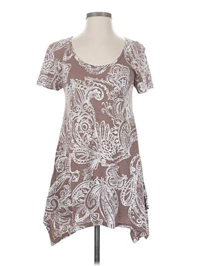 Pre-owned Fresh Produce Short Sleeve Top Brown Scoop Neck Tops