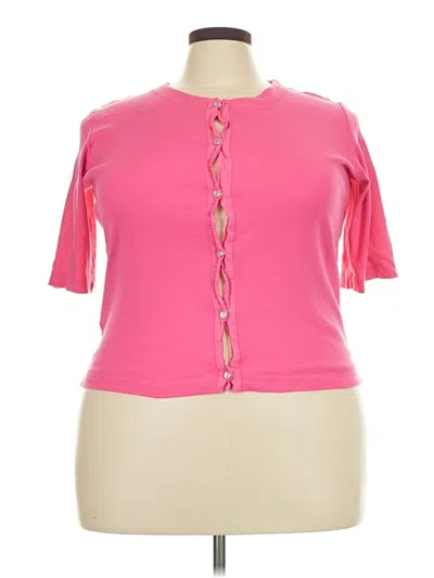 Pre-owned Fresh Produce Short Sleeve Top Pink Keyhole Neckline Tops