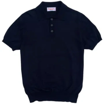 Fresh Weller Extra Fine Cotton Knitted Polo In Navy In Blue