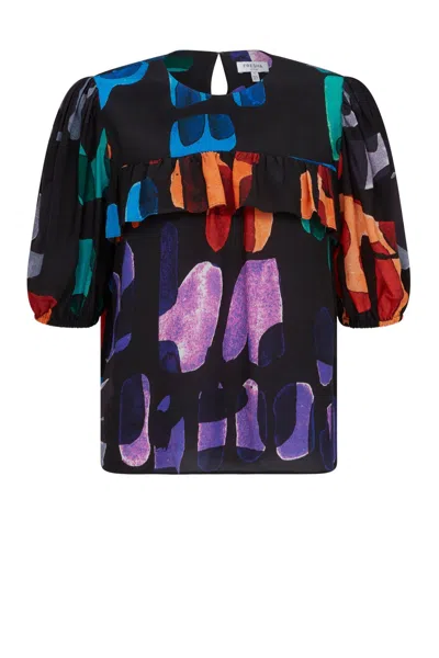 Fresha London Women's Black Nora Top Abstract