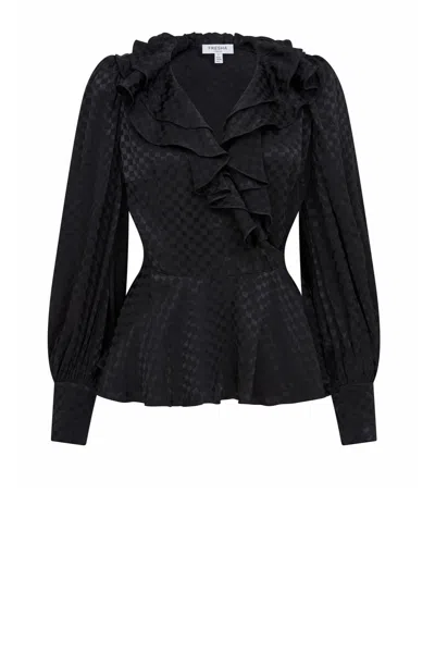 Fresha London Women's Erin Blouse Black Checkerboard