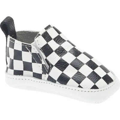 Freshly Picked Kids' Leather Slip-on In Ebony Check