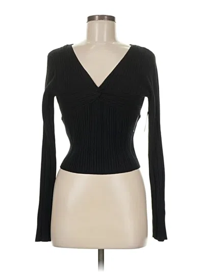Pre-owned Freshman 1996 Long Sleeve Top Black Plunge Neckline Tops
