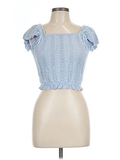Pre-owned Freshman 1996 Short Sleeve Top Blue Sweetheart Neckline Tops