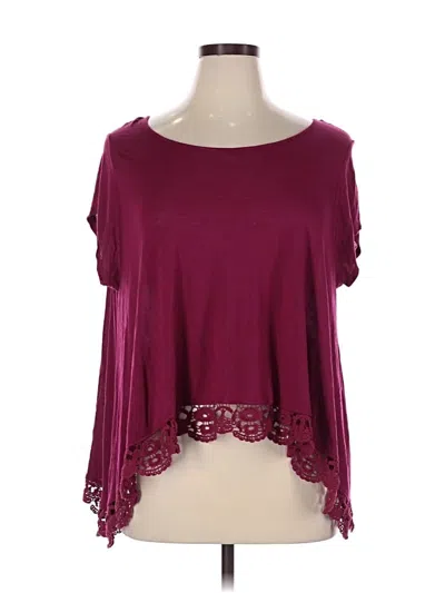 Pre-owned Freshman 1996 Short Sleeve Top Burgundy Scoop Neck Tops