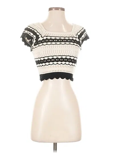 Pre-owned Freshman 1996 Short Sleeve Top Ivory Sweetheart Neckline Tops In White