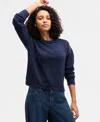 Freshman Juniors' Drop-shoulder Long-sleeve Sweater In Blue