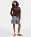 Freshman Juniors' Drop-shoulder Long-sleeve Sweater In Brown