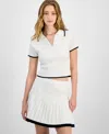Freshman Juniors' Pleated Pull-on Sweater Skirt In White