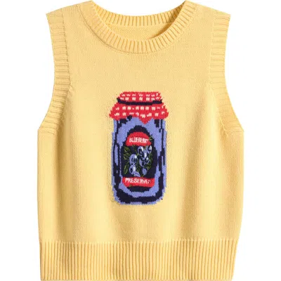 Freshman Kids' Blueberry Jam Sweater Vest In Yellow