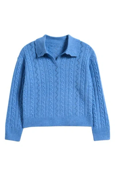 Freshman Kids' Cable Polo Sweater In Blue