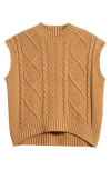 Freshman Kids' Cable Sweater Vest In Brown
