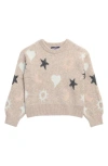Freshman Kids' Celestial Crewneck Sweater In Brown
