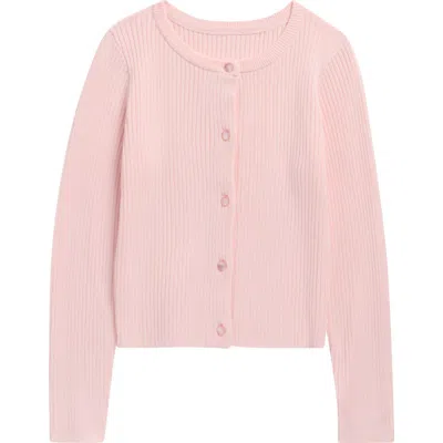 Freshman Kids' Cropped Rib Cardigan In Pink