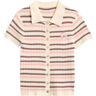 Freshman Kids' Embroidered Short Sleeve Polo Sweater In Multi