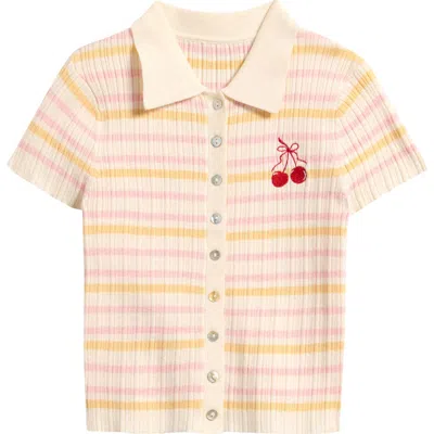 Freshman Kids' Embroidered Short Sleeve Polo Sweater In Multi