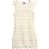 Freshman Kids' Flutter Sleeve Pointelle Dress In Egret