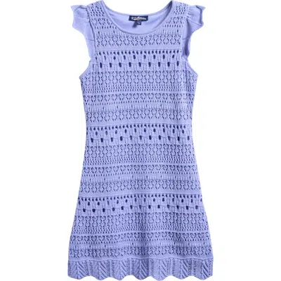 Freshman Kids' Flutter Sleeve Pointelle Dress In Pale Iris