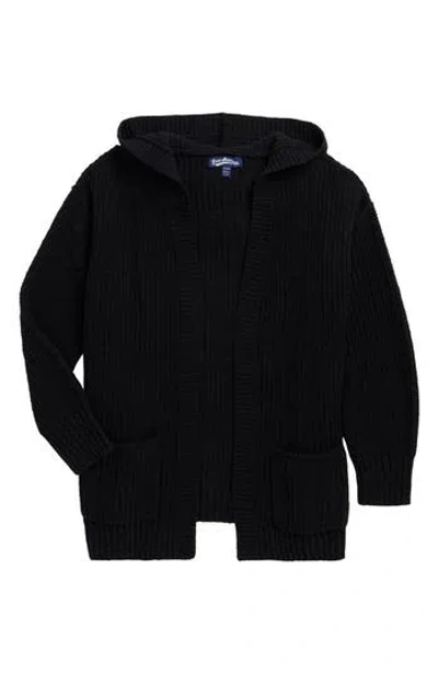 Freshman Kids' Hooded Open Cardigan In Black