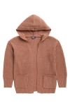 Freshman Kids' Hooded Open Cardigan In Brown