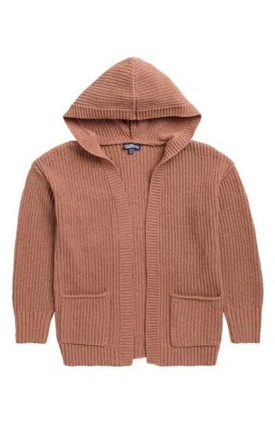 Freshman Kids' Hooded Open Cardigan In Brown