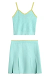 Freshman Kids' Knit Tank & Pleated Skirt Set In Blue