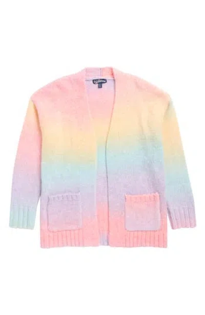 Freshman Kids' Rainbow Open Front Cardigan In Pink