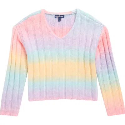 Freshman Kids' Rainbow V-neck Sweater In Pink