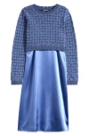 Freshman Kids' Satin Slipdress & Sweater Set In Blue